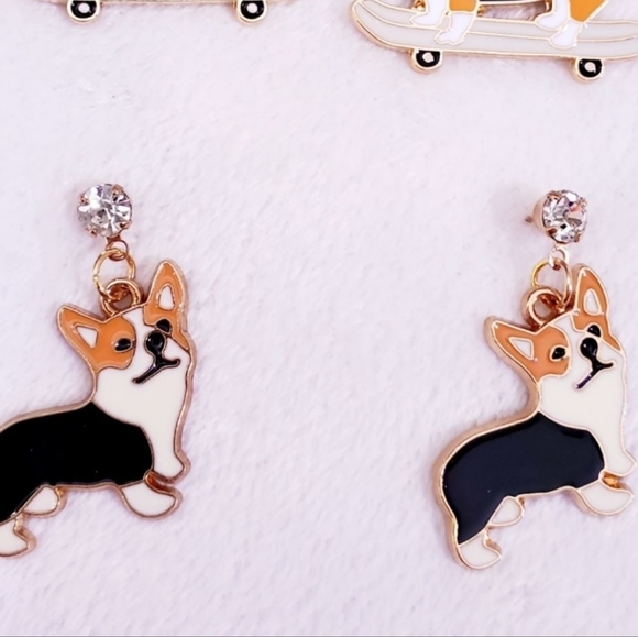 New gold plated crystal corgi earrings - Picture 5 of 9